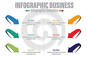 Vector arrows infographic. Cycle diagram with Six 6 Steps, Six 6 options. Business template for presentation