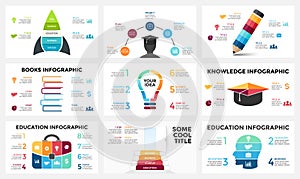 Vector arrows infographic, diagram chart, graph presentation. Business report with 3, 4, 5, 6, 7, 8 options, parts
