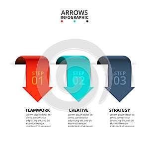 Vector arrows for infographic. Template for diagram, graph, presentation and chart. Business concept with 3 options