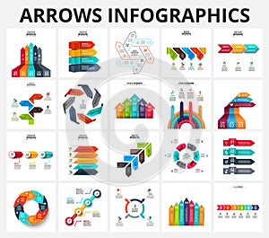 Vector arrows infographics elements set.