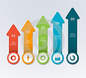 Vector arrows pointing up for infographic graph, diagram, chart.