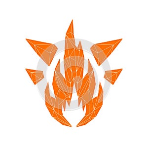 Vector art of abstract flame design with sharp, angular shapes, creating a fiery and dynamic symbol, , representing energy and