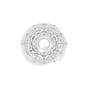 Vector art of abstract geometric structure with interconnected lines and nodes, creating a complex and intricate design