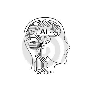 Vector art of artificial intelligence brain represents the concept of machine learning, neural networks, and advanced technology