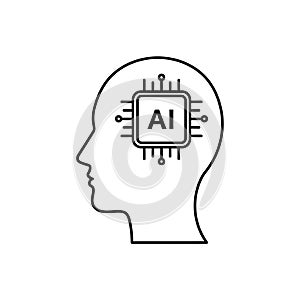 Vector art of artificial intelligence in the human brain, showcasing the integration of technology and human intellect for