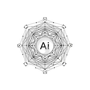 Vector art of artificial intelligence network a complex web of interconnected nodes representing ai, , showcasing machine learning