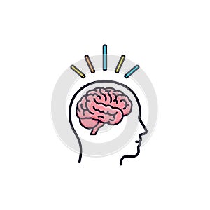 Vector art of brain icon, symbolizing intelligence, creativity, thought process, and cognitive function, representing mental