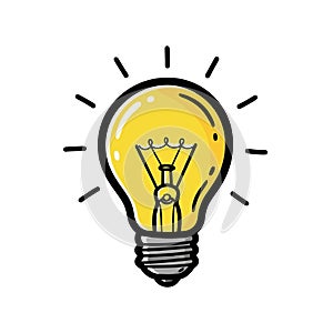 Vector art of bright yellow light bulb, symbolizing idea generation, innovation, and the power of creative thinking