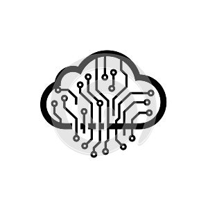 Vector art of cloud computing technology representing data storage, networking, and digital transformation in modern it