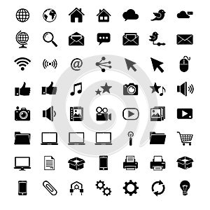 Vector art of collection of essential web and app icons, offering a versatile set for digital design and development projects
