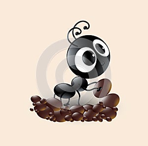 Vector art of cute black ant cartoon making house