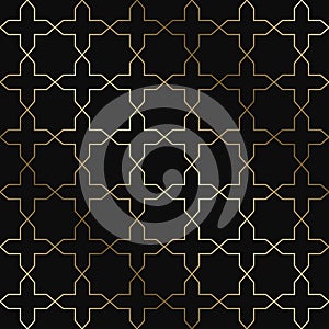 Vector art deco geometric pattern - seamless luxury gold gradient design. Rich endless ornamental background