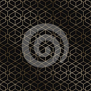 Vector art deco geometric pattern - seamless luxury gold gradient design. Rich endless ornamental background