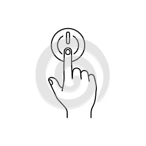 Vector art of hand pressing power button