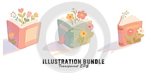 Vector art of illustration bundle of books with flowers