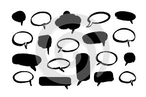 Vector art illustration grunge speech bubbles. Set of hand drawn paint object for design use. Abstract brush drawing