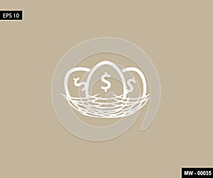 Vector art - Logo/icon Egg and Nest with dollar
