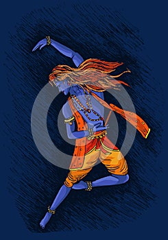 Vector art of lord krishna enjoy dancing
