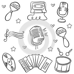 Vector art music object various doodles