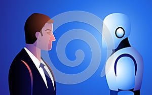 Vector Art Robot AI Businessman Thinking Process