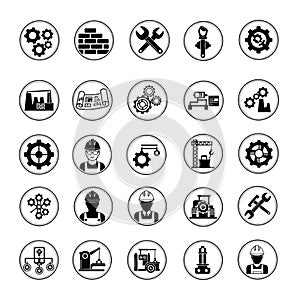 Vector art of set of engineering and construction icons
