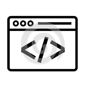 Vector art of simple code icon, representing programming, web development, and software engineering with a clean design