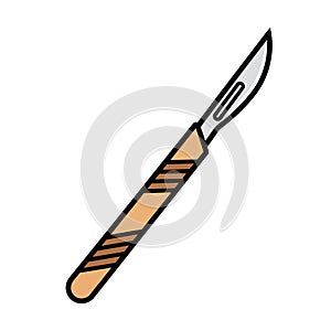 Vector art of surgical scalpel a precise instrument for medical procedures, featuring a sharp blade and ergonomic handle for
