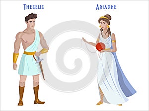 Vector art Theseus and Ariadne with a thread