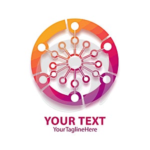 Vector art of a vibrant and modern tech logo featuring a colorful circular network design