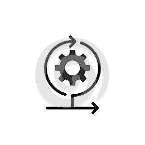 Vector art of workflow automation icon, representing process optimization, efficiency, and continuous improvement in operations
