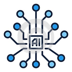 Vector Artificial Intelligence Brain AI colored icon or design element