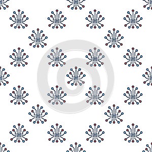 Vector Artificial Intelligence Brain AI colored seamless pattern