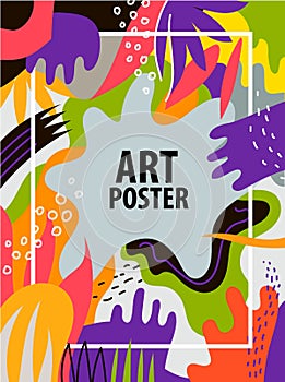 Vector artistic colorful hand drawn poster, flyer, background, card with text space.