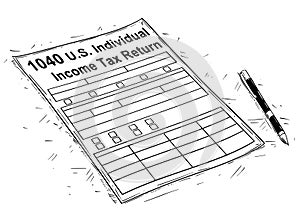 Vector Artistic Drawing Illustration of 1040 Individual Income Tax Return Form