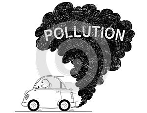 Vector Artistic Drawing Illustration of Car Air Pollution