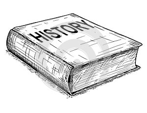Vector Artistic Drawing Illustration of Old Closed History Book