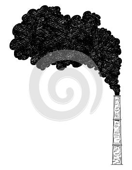 Vector Artistic Drawing Illustration of Smokestack, Industry or Factory Air Pollution photo