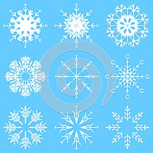 Vector artistic icy abstract crystal snow flakes