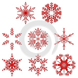 Vector artistic icy abstract crystal snow flakes