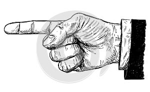 Vector Artistic Illustration or Drawing of Businessman Hand in Suit With Finger Pointing Left Direction