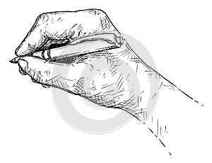 Vector Artistic Illustration or Drawing of Hand Writing With Ballpoint Pen