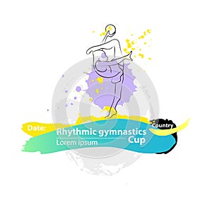 Vector artistic Rhythmic Gymnastic ball sketch banner.