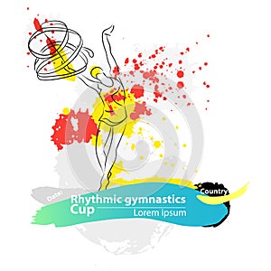 Vector artistic Rhythmic Gymnastic ribbon sketch banner.