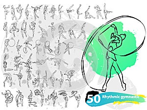 Vector artistic Rhythmic Gymnastic sketch collection.