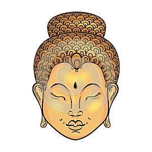 Vector artistically colorful Portrait of Buddha, Buddhism tattoo