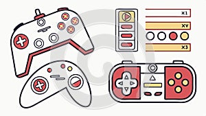 Game controller illustrations, video game input devices vector design Generative AI
