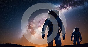 Vector Astronaut Team in Space Illustration