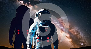 Vector Astronaut Team in Space Illustration