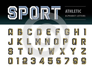 Vector of Athletic Alphabet Letters and numbers, Geometric Font Technology, Sport, Futuristic Future