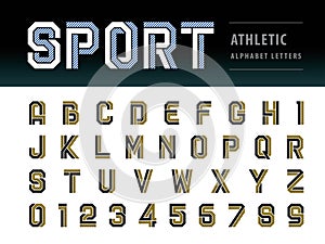 Vector of Athletic Alphabet Letters and numbers, Geometric Font Technology, Sport, Futuristic Future photo